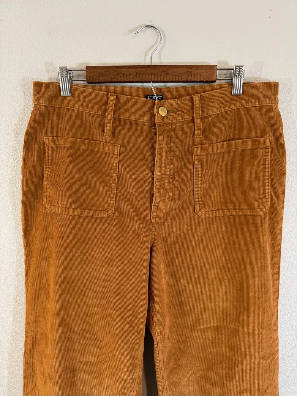 J. Crew Straight Leg Stretch Corduroy Pant Size 31 Tall Camel Brown Patch Pocket